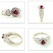 14K Vintage Ruby Ring Diamond Halo Ruby Engagement Ring Custom Art Nouveau 14K White Yellow Gold Platinum Bridal Jewelry