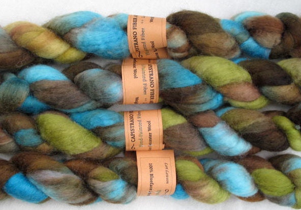 Handpainted Roving -- Blueface Leicester Wool