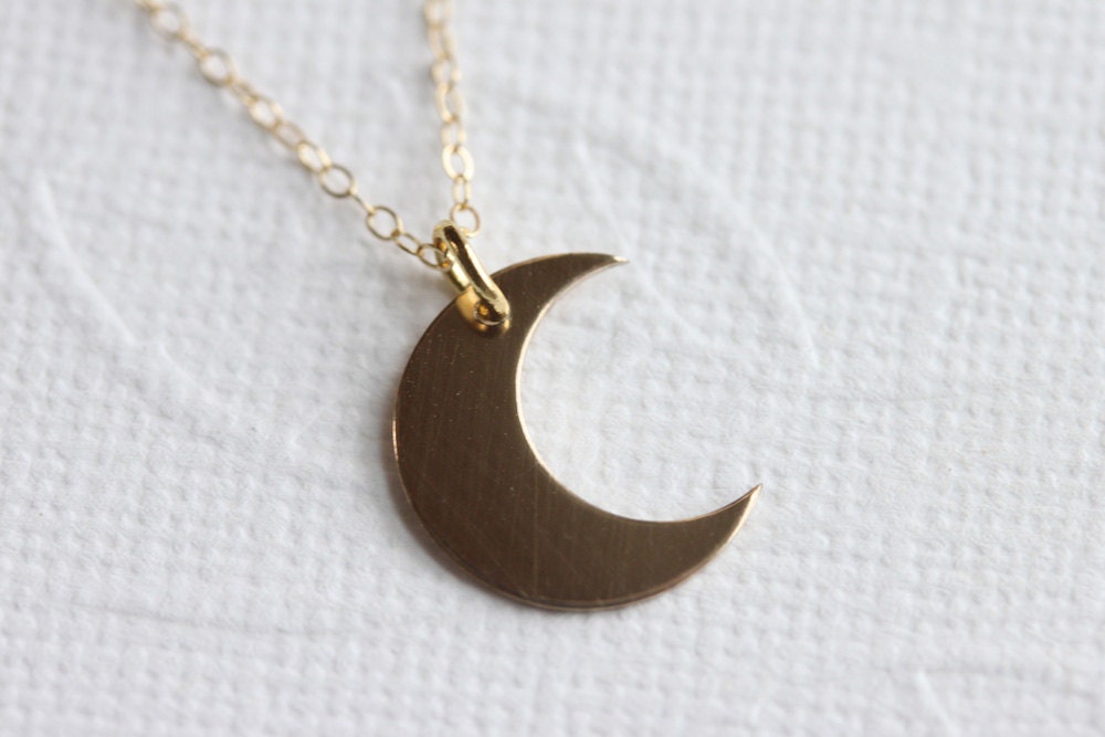 Gold Moon Necklace - Small Gold Crescent Moon Necklace - 14kt Gold Fill Charm Necklace