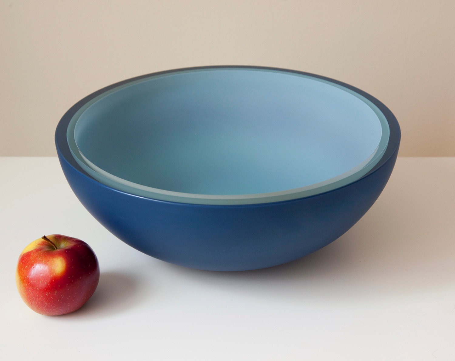 Horizon Bowl, Hand Blown Glass Bowl in Blue