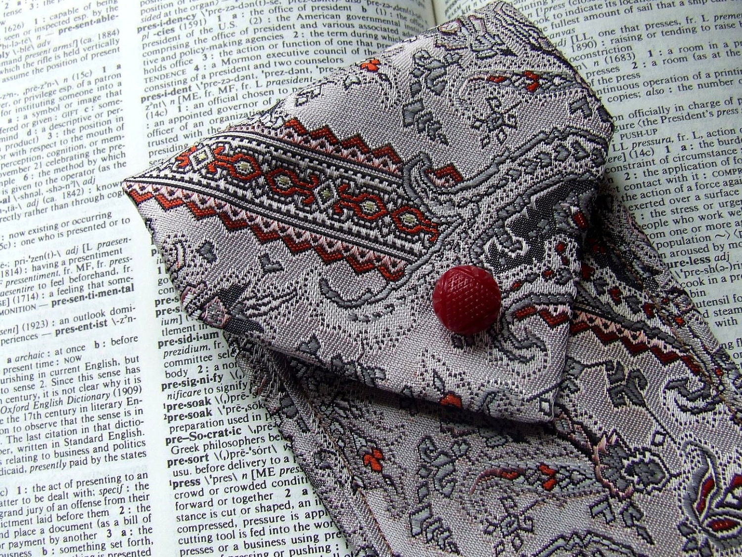 Necktie Cell phone / camera cozy / purse / pouch in cranberry red, pearl gray and burnt orange