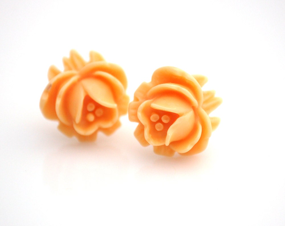Orange Cream Rose Earrings Buy 3 Get 1 Free