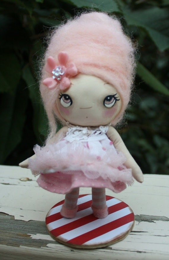 Cotton Candy Paper Mache OOAK Art Doll