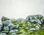 Nature photography - Stone Path - landscape photograph  magical photograph dreamy moss green olive gray white photography 8x10