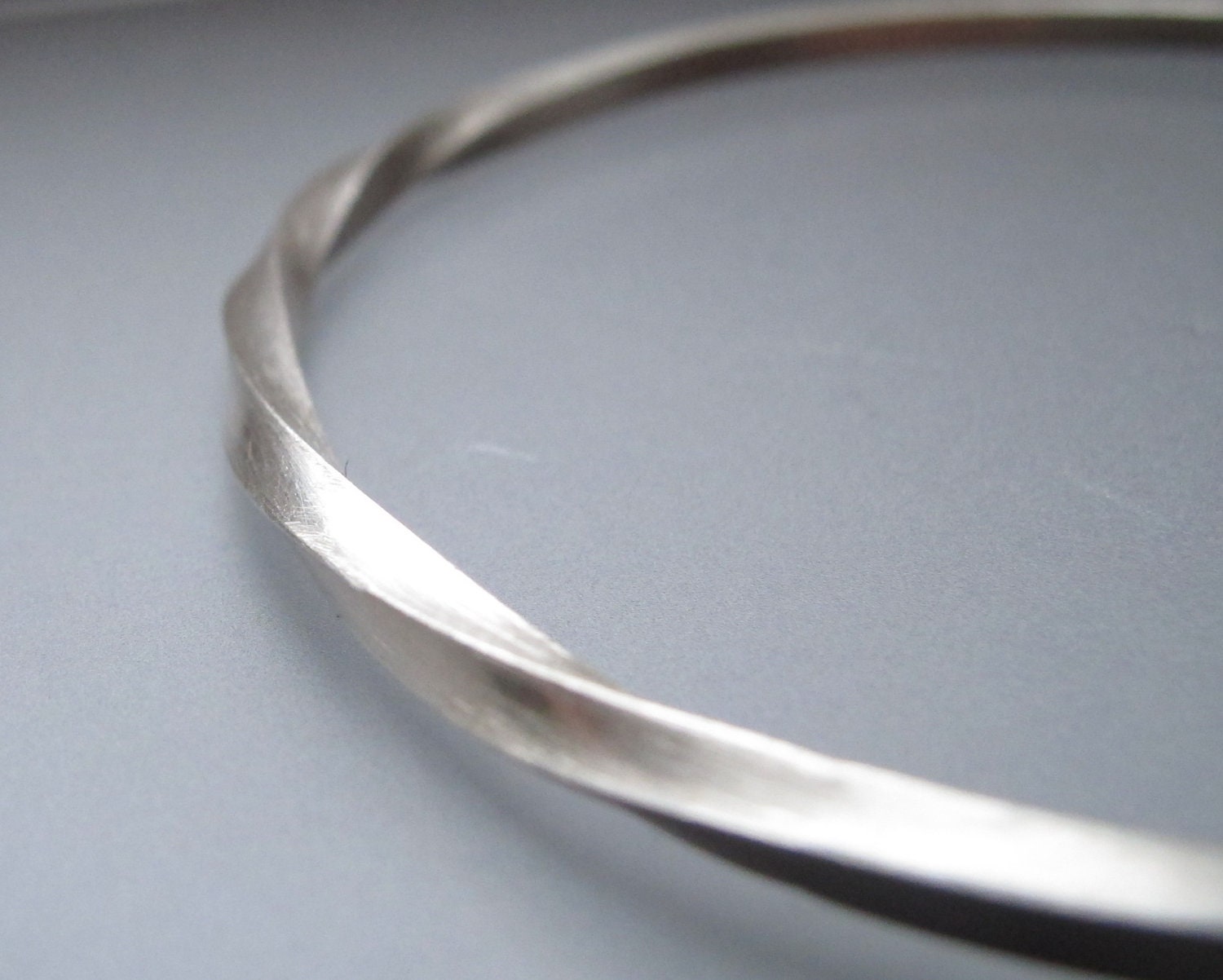 Minimalist Sterling Silver Bangle - Half Twist Bangle - Square Wire Bracelet