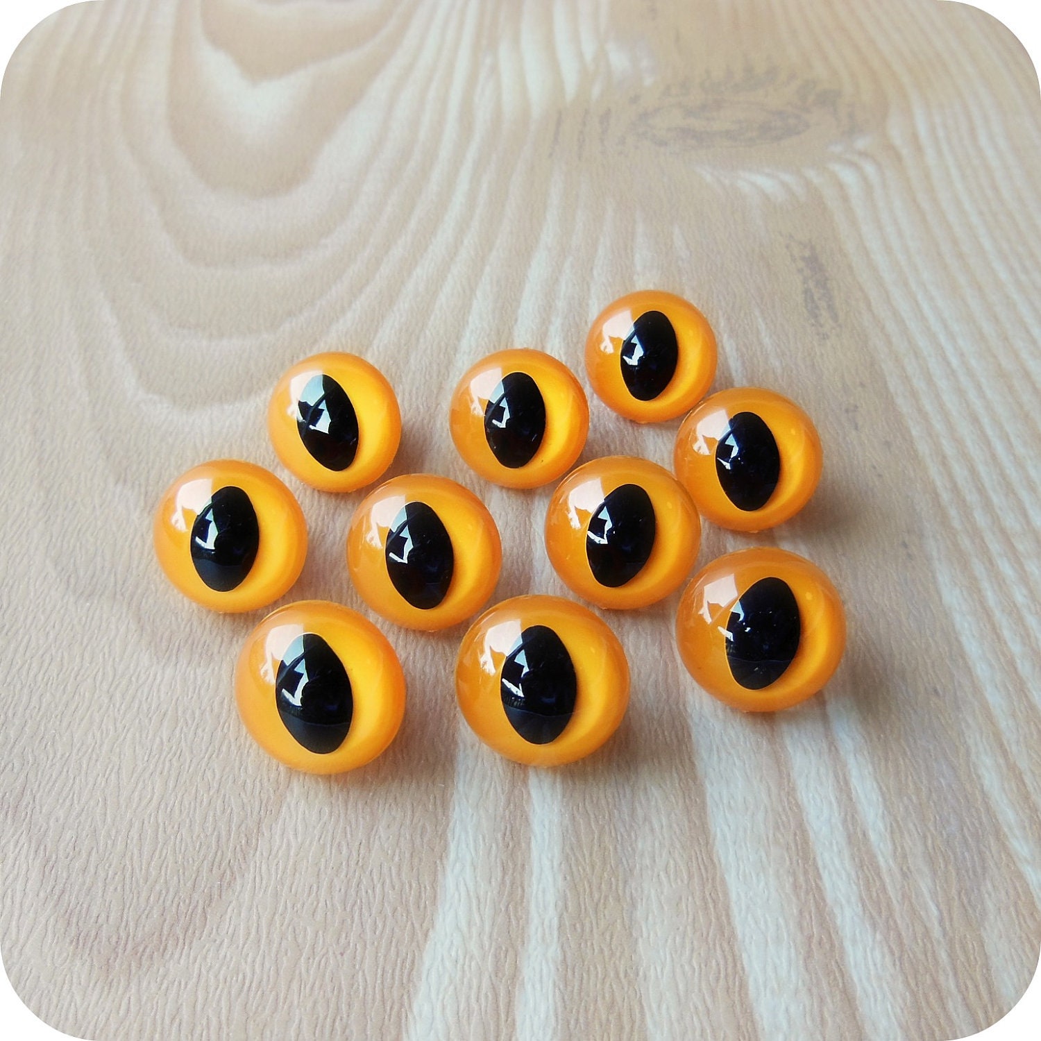 15mm Orange Cat Eyes - 5 pairs Safety Eyes