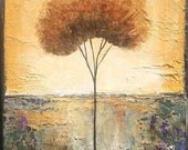 Lone tree painting 10 x 20 inch original textured art made to order Lauren Marems