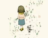 Art Print -a walk, Children wall art- 6x8 inches