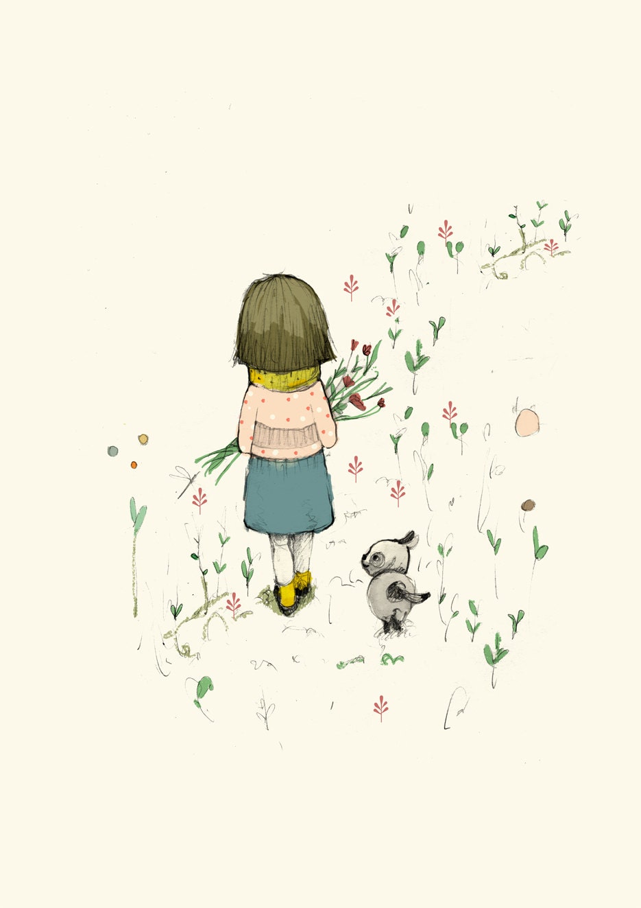 Art Print -a walk, Children wall art- 6x8 inches