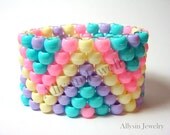 Pastel Kandi Cuff, Raver Plur, Fairy Kei Bracelet, Zigzag, Zig Zags