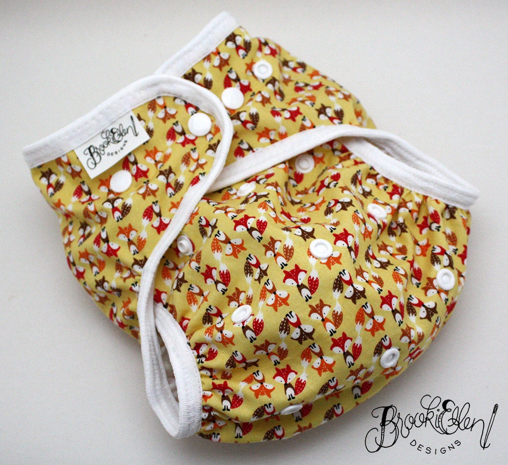 diaper cover swim Diaper Tiny Foxes Ready to Ship One Size
