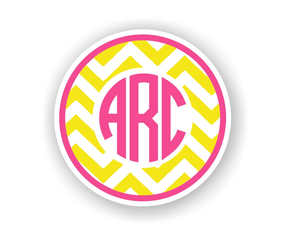 CIRCLE Monogram Vinyl Labels - 1.5 inch around - 3 letters