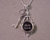 Typewriter key Jewelry Necklace - LOCK & KEY Typewriter Key Necklace and Skeleton Key Necklace