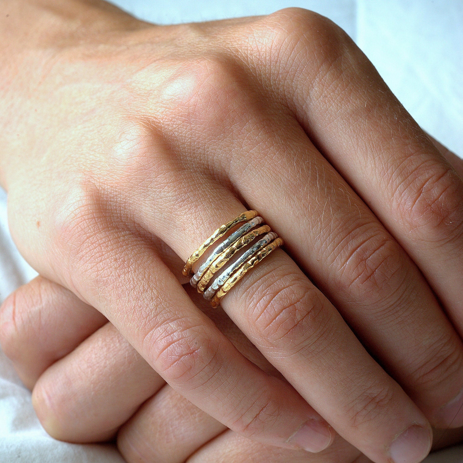 Gold Coral Raw Ring Set