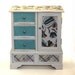 Jewelry Box Upcyled Gray Blue Flowers Plaid