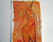 Victory Stance 6 x 9 watercolor and gouache on heavy watercolor paper