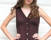 Vintage RUFFLED CHOCOLATE  BLOUSE by Click 1980s