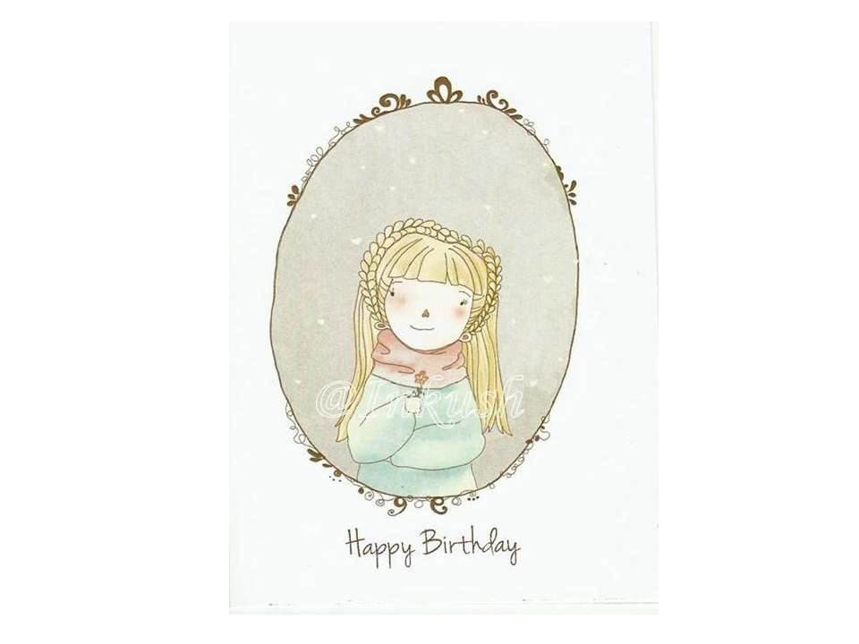 Birthday Greeting Card - Happy Birthday - Blank Card  4 x 6 " Art Print of my Illustration with Envelope - efiwarsh
