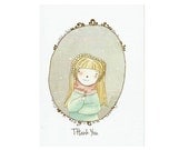 Thank You Card ,Greeting Card, Blank Card, 4 x 6 " Fine Art Print of My Original  Illustration