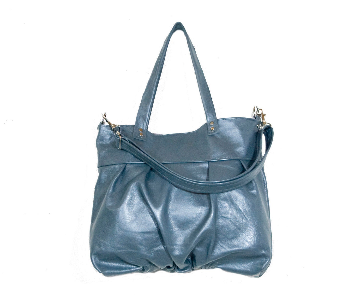 Mini Ruche Bag in Ocean Pearl Metallic Leather - LAST ONE - Ready to Ship