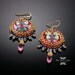 Natasha Earrings, Pink, Blue, Polymer Clay, Bead Embroidery