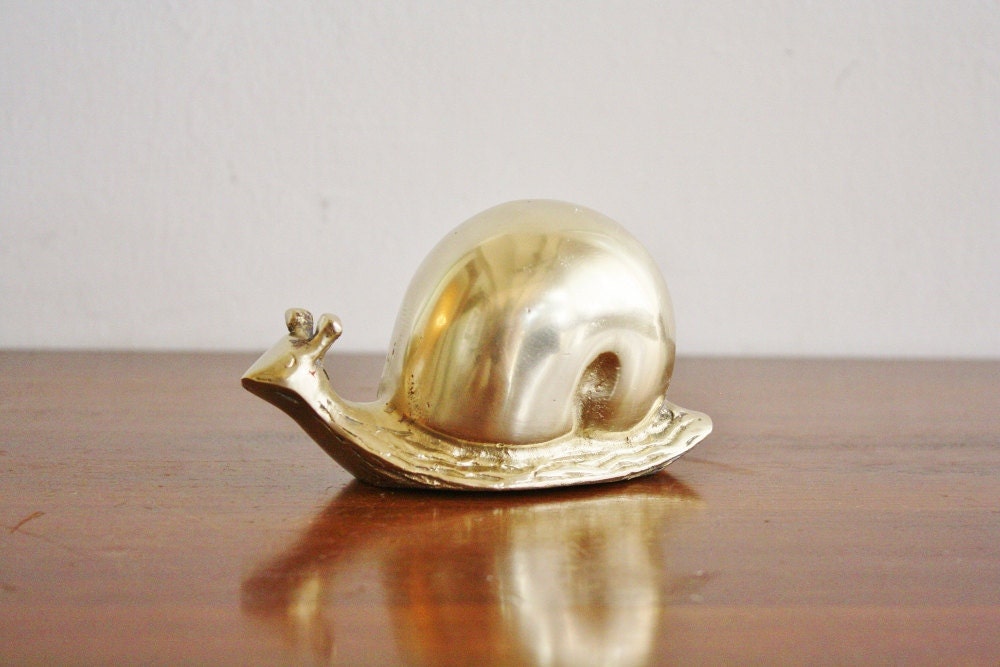 Vintage brass snail paperweight