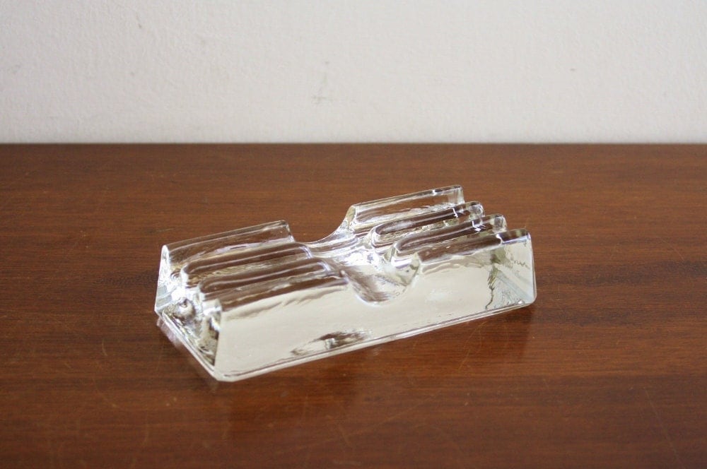 Vintage glass desktop pen holder by highstreetmarket on Etsy