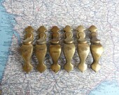 6 distressed brass metal vertical pull handles includes hardware