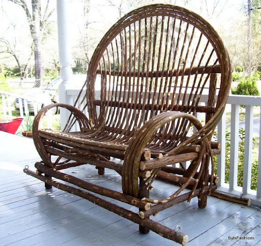 Twig Willow Porch Swing - Hand crafted rustic furniture