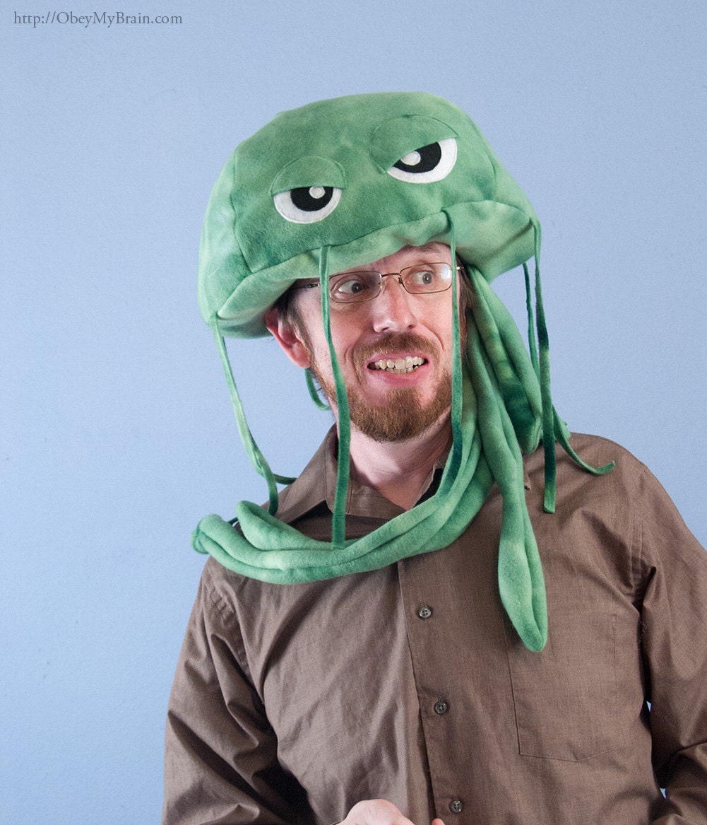 Fleece Jellyfish Hat - Green Tie Dye