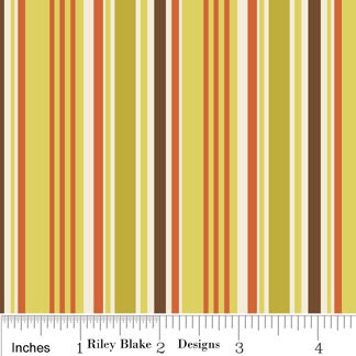 Riley Blake, Indian Summer, Stripe Green Quilting Cotton, 1 Yard, more yardage available