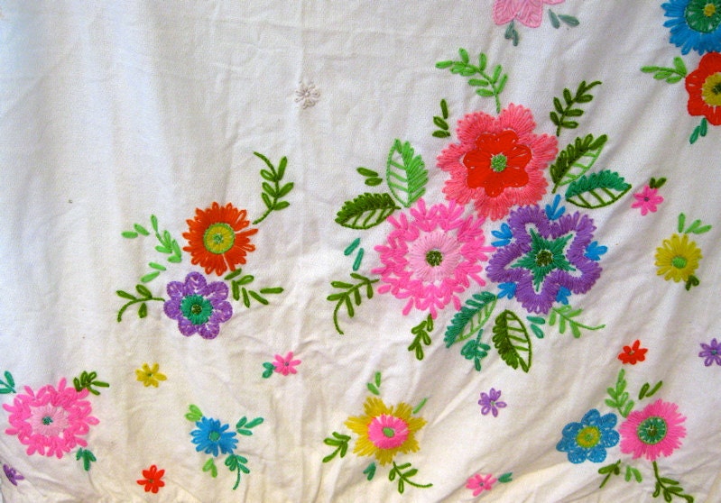 Vintage 1970 Lots of Floral Embroidery on Wool