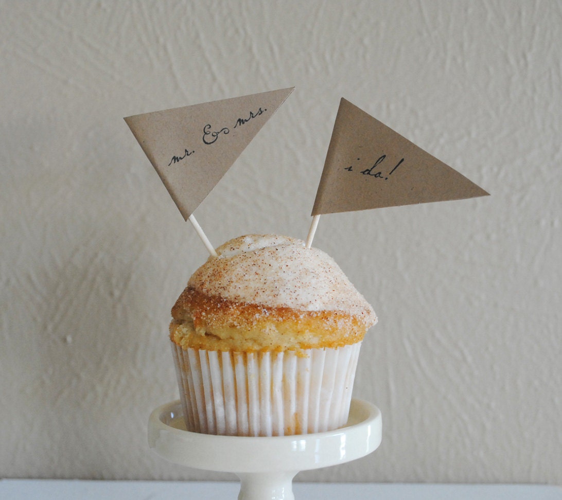 Wedding Cupcake Pennants - Set of 12