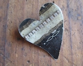 Vintage Spice Tin Heart Brooch, Recycled, Rhinestones, Gifts under 15, gifts for Her, Valentines Day, Mothers Day