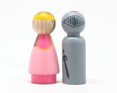 Fair Trade Wooden Toys -A Knight and His Princess - Wooden dolls Birthday Cake Toppers