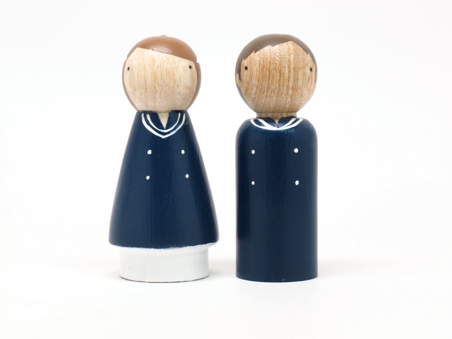 Fair Trade Wooden Toys - Two Sailor Kids - Wooden dolls Birthday Cake Toppers