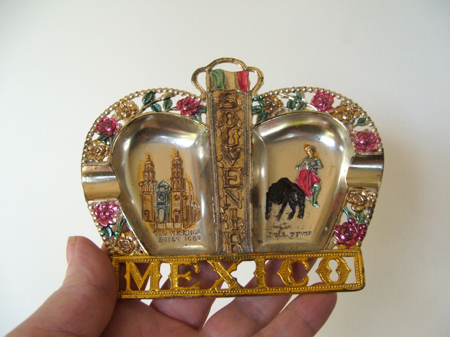 Vintage Tin Ashtray Souvenir of Mexico
