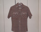 Levi's BIG E vintage 1970s short sleeve plaid button-up shirt thin