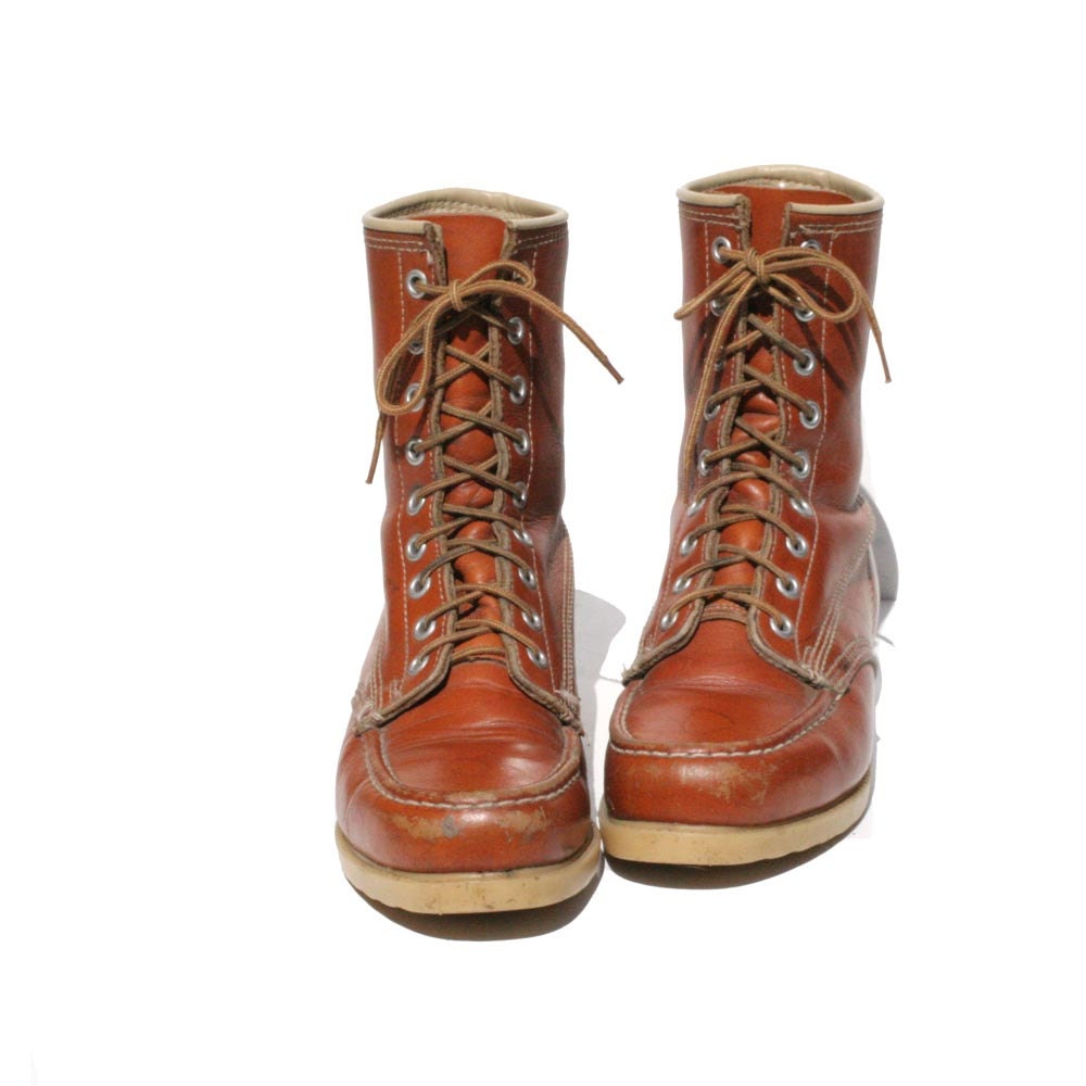 Reserved for Michelle. Orange Brown Leather Work Boots size 6.5