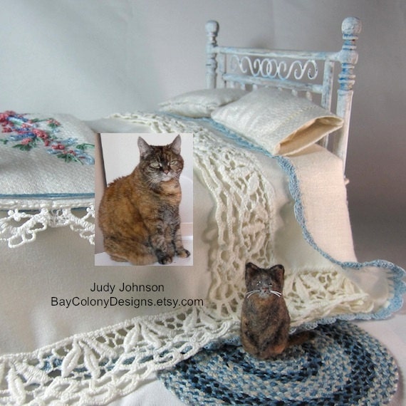 DEPOSIT for one CUSTOM needle felted Doll House Kitty from your photos 1:12 scale (31313-DH)