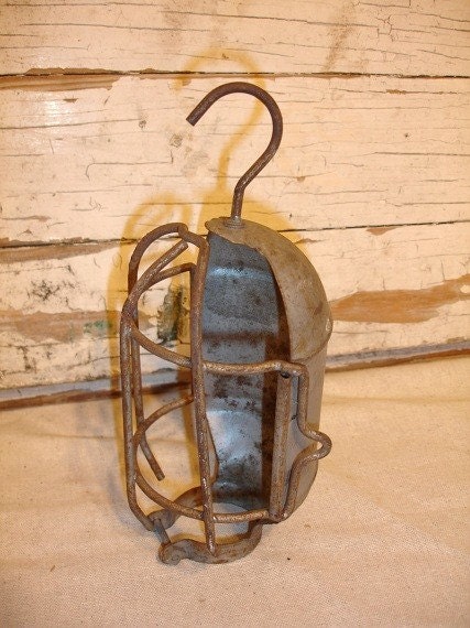 Vintage Industrial Rustic Utility Light Cage