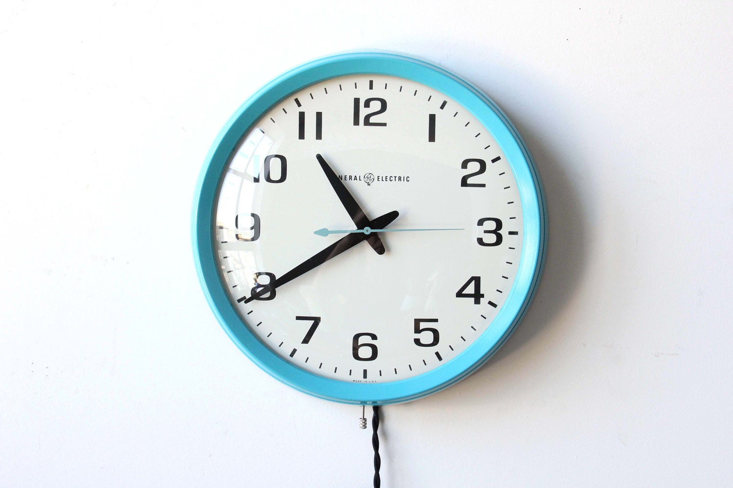 Large Aqua GE Wall Clock
