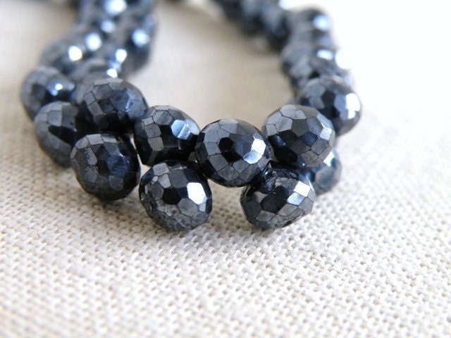 Mystic Black Spinel Briolette Gemstone Gunmetal Grey Faceted Onion 6.5mm 1/2 strand Wholesale LAST
