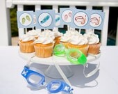 Summer Party Printable Party Circles Cupcake Toppers Straw Tags by Belleza e Luce Il_170x135