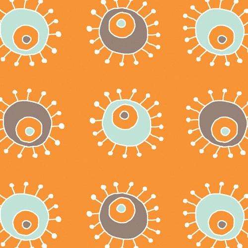 Rebekah Ginda Designs for Birch Organic Fabrics, Scamper, Sunburst Orange, 1 Yard