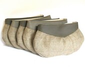 bridesmaid clutch set // dark slate gray - medium stone gray - rustic burlap // set of 5 // outdoor wedding clutches - bridesmaids gifts