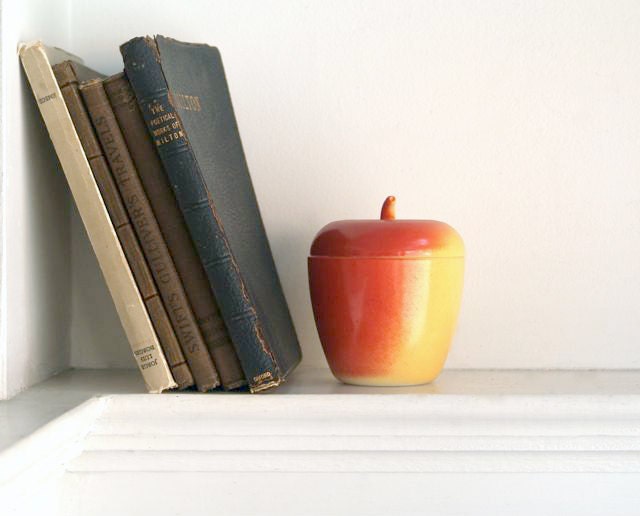 Vintage Milkglass Lidded Apple Jar