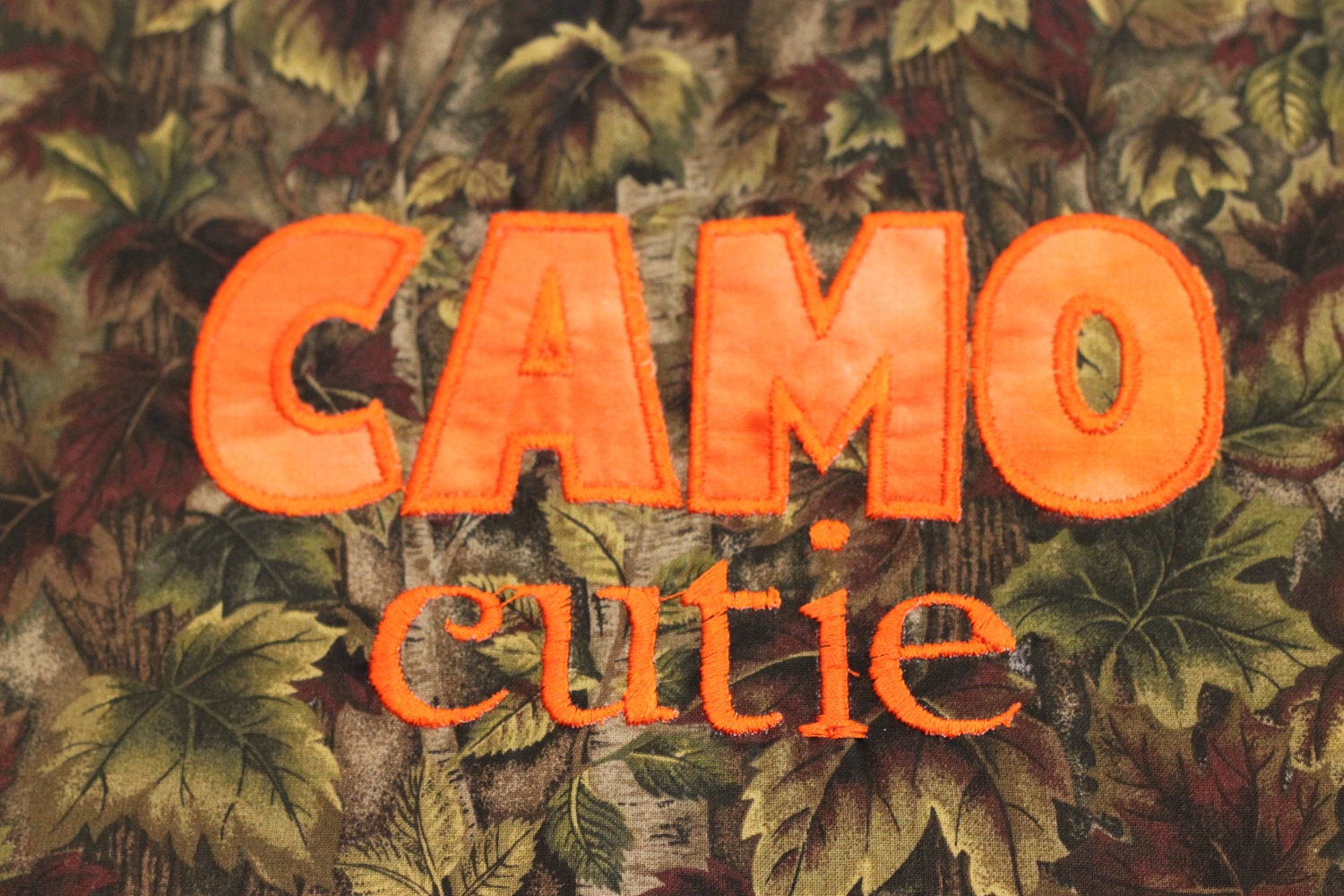 Hunter Orange Camo Cutie Embroidered Baby Bib 6-12 Months
