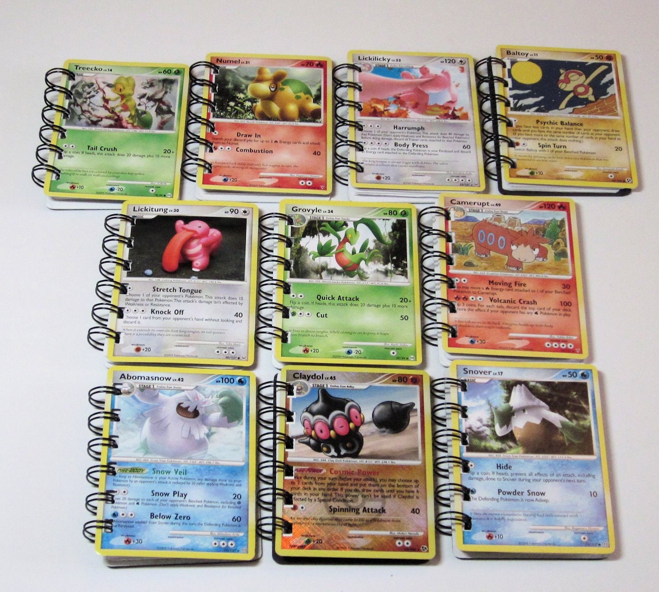 10 POKEMON Trading Cards recycled into mini Notebooks - Bulk Price