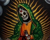 Handmade Our Lady of Dia de los Muertos  Cycling Cap inspired by Jose Gaudalupe Posada